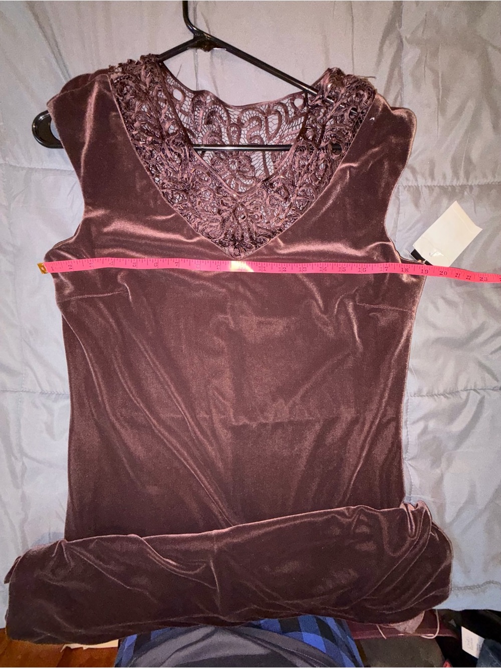 NWT Carole Little Brown Velvet Lace Maxi Dress Size 14 - Picture 4 of 6